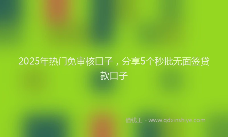 2025年热门免审核口子，分享5个秒批无面签贷款口子