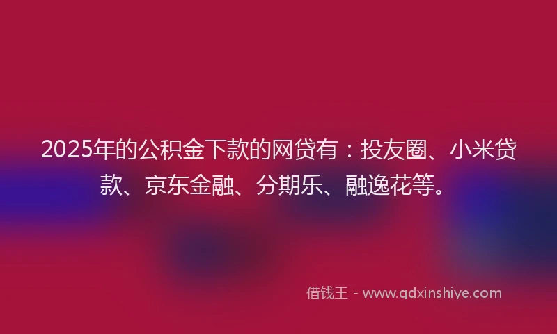 2025年的公积金下款的网贷有：投友圈、小米贷款、京东金融、分期乐、融逸花等。