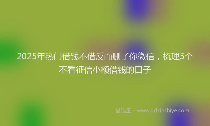 2025年热门借钱不借反而删了你微信，梳理5个不看征信小额借钱的口子