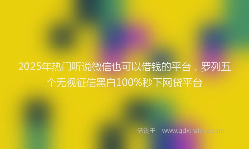 2025年热门听说微信也可以借钱的平台，罗列五个无视征信黑白100%秒下网贷平台