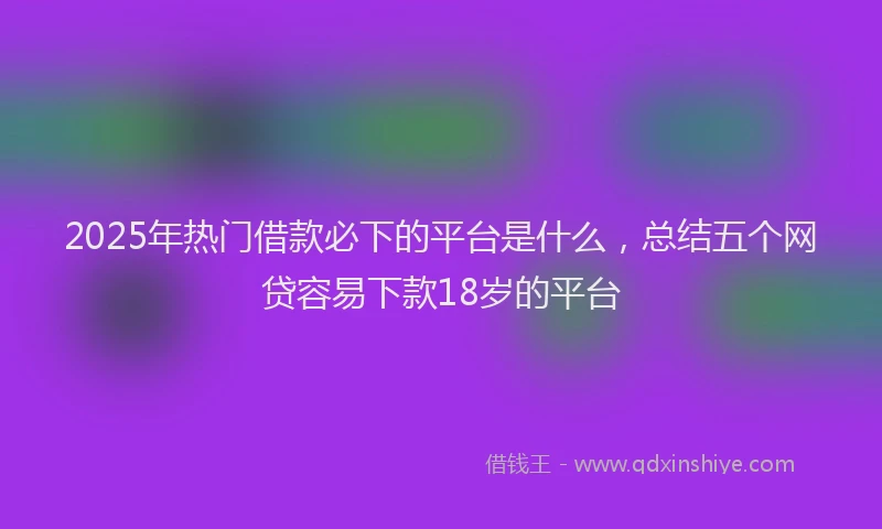 2025年热门借款必下的平台是什么，总结五个网贷容易下款18岁的平台