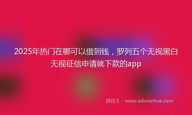 2025年热门在哪可以借到钱，罗列五个无视黑白无视征信申请就下款的app