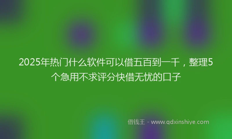 2025年热门什么软件可以借五百到一千，整理5个急用不求评分快借无忧的口子