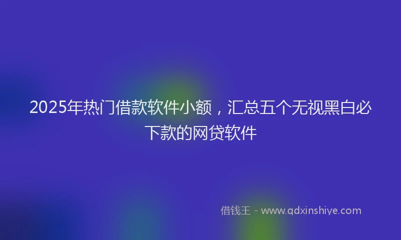 2025年热门借款软件小额，汇总五个无视黑白必下款的网贷软件