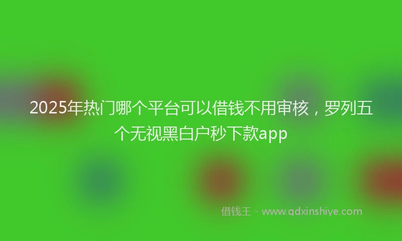 2025年热门哪个平台可以借钱不用审核，罗列五个无视黑白户秒下款app