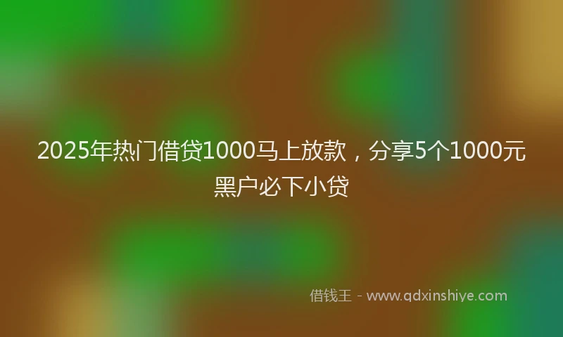 2025年热门借贷1000马上放款，分享5个1000元黑户必下小贷