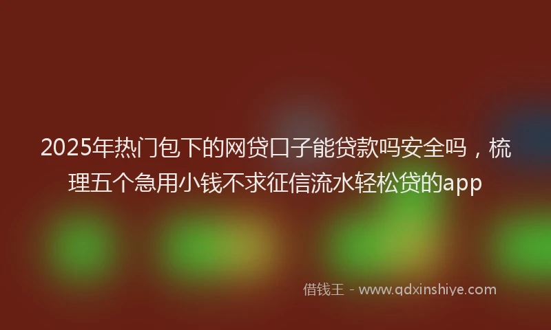 2025年热门包下的网贷口子能贷款吗安全吗，梳理五个急用小钱不求征信流水轻松贷的app