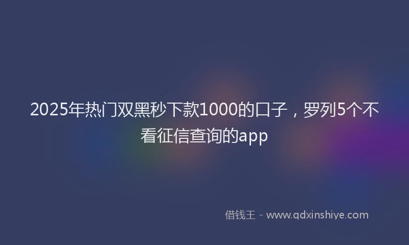 2025年热门双黑秒下款1000的口子，罗列5个不看征信查询的app
