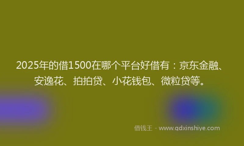 2025年的借1500在哪个平台好借有：京东金融、安逸花、拍拍贷、小花钱包、微粒贷等。