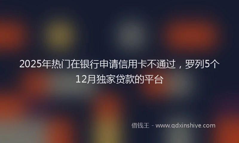 2025年热门在银行申请信用卡不通过，罗列5个12月独家贷款的平台