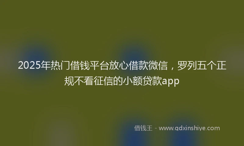 2025年热门借钱平台放心借款微信，罗列五个正规不看征信的小额贷款app