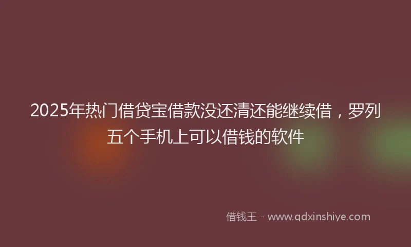 2025年热门借贷宝借款没还清还能继续借,罗列五个手机上可以借钱的软件