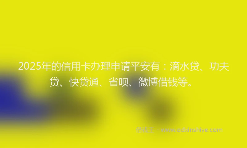 2025年的信用卡办理申请平安有：滴水贷、功夫贷、快贷通、省呗、微博借钱等。