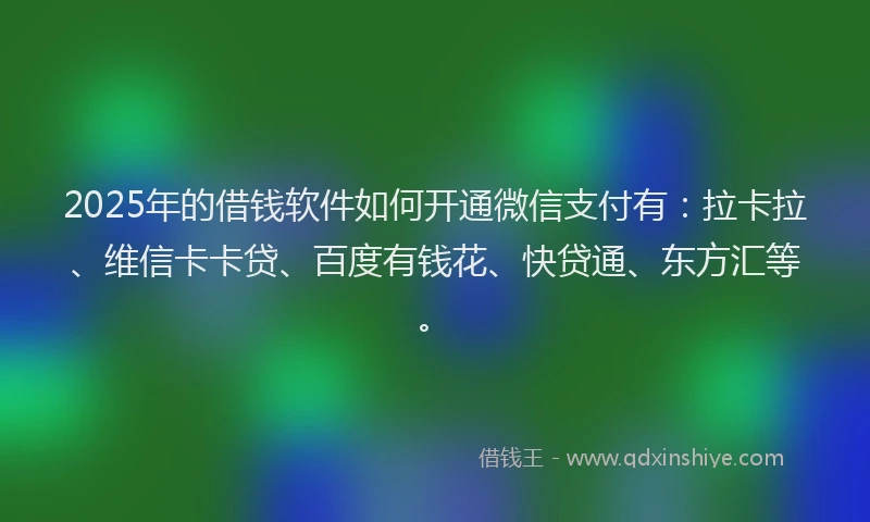 2025年的借钱软件如何开通微信支付有：拉卡拉、维信卡卡贷、百度有钱花、快贷通、东方汇等。