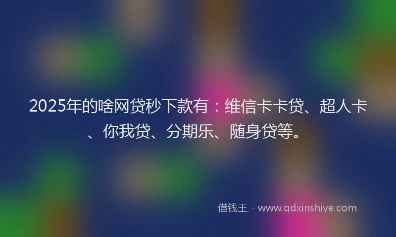 2025年的啥网贷秒下款有：维信卡卡贷、超人卡、你我贷、分期乐、随身贷等。