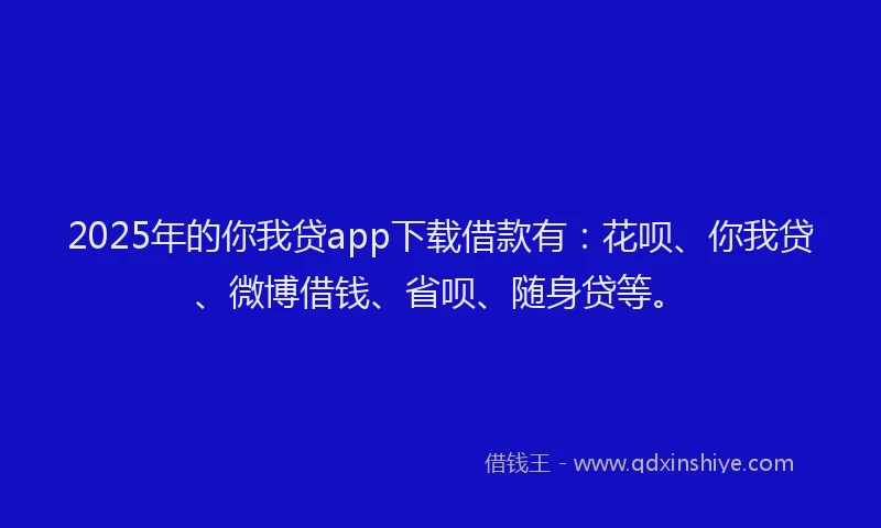 2025年的你我贷app下载借款有：花呗、你我贷、微博借钱、省呗、随身贷等。
