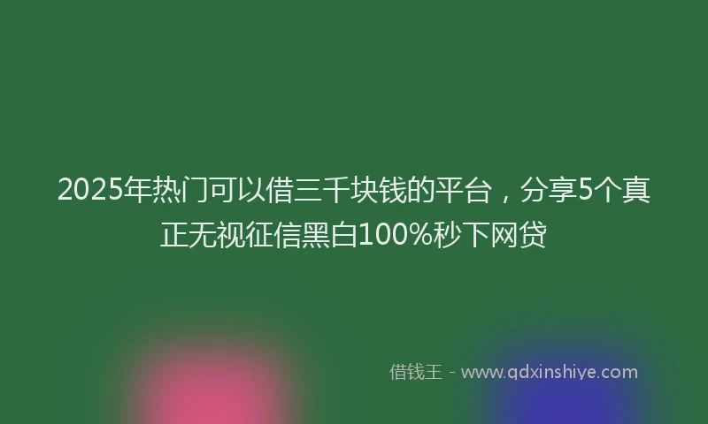 2025年热门可以借三千块钱的平台，分享5个真正无视征信黑白100%秒下网贷