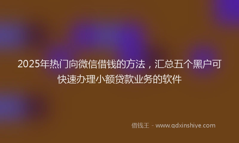 2025年热门向微信借钱的方法，汇总五个黑户可快速办理小额贷款业务的软件