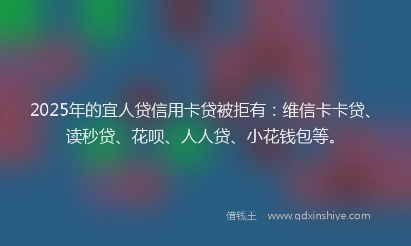 2025年的宜人贷信用卡贷被拒有：维信卡卡贷、读秒贷、花呗、人人贷、小花钱包等。