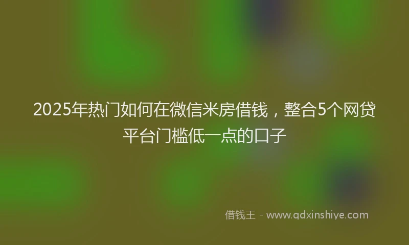 2025年热门如何在微信米房借钱，整合5个网贷平台门槛低一点的口子