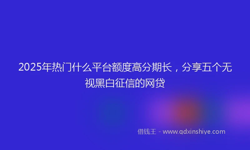 2025年热门什么平台额度高分期长，分享五个无视黑白征信的网贷