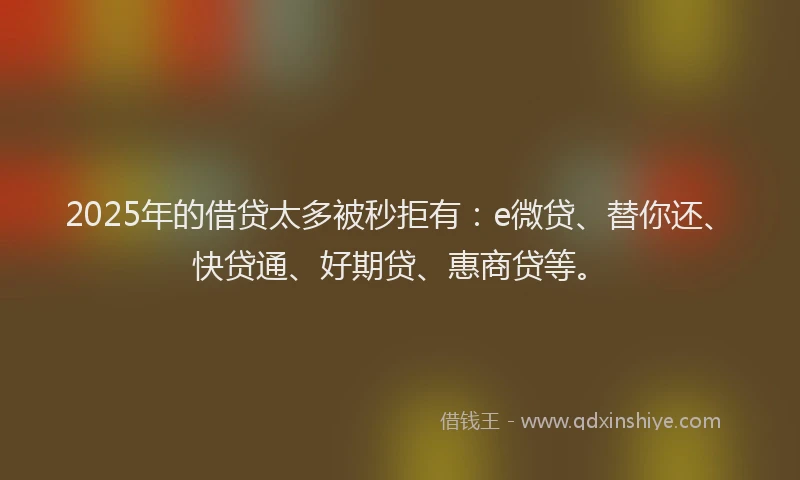 2025年的借贷太多被秒拒有：e微贷、替你还、快贷通、好期贷、惠商贷等。