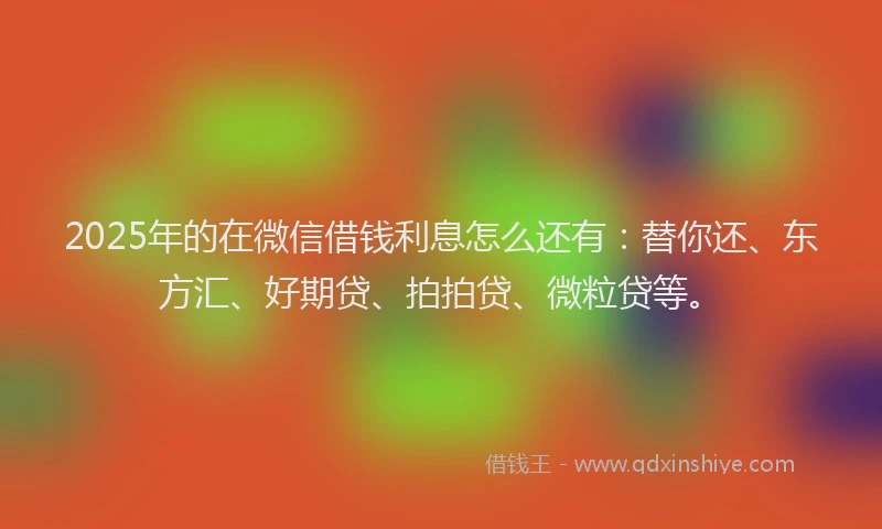 2025年的在微信借钱利息怎么还有：替你还、东方汇、好期贷、拍拍贷、微粒贷等。