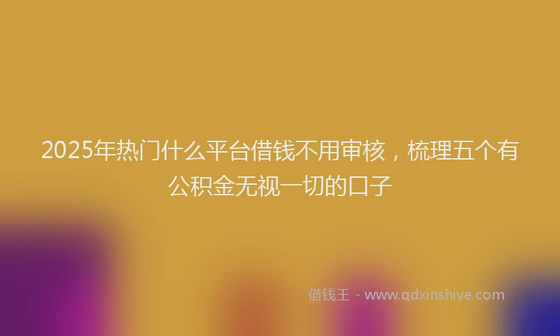 2025年热门什么平台借钱不用审核，梳理五个有公积金无视一切的口子