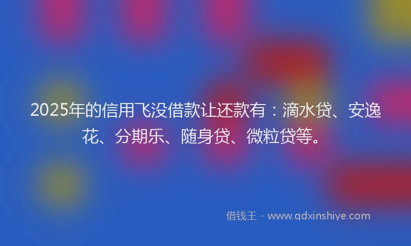 2025年的信用飞没借款让还款有：滴水贷、安逸花、分期乐、随身贷、微粒贷等。