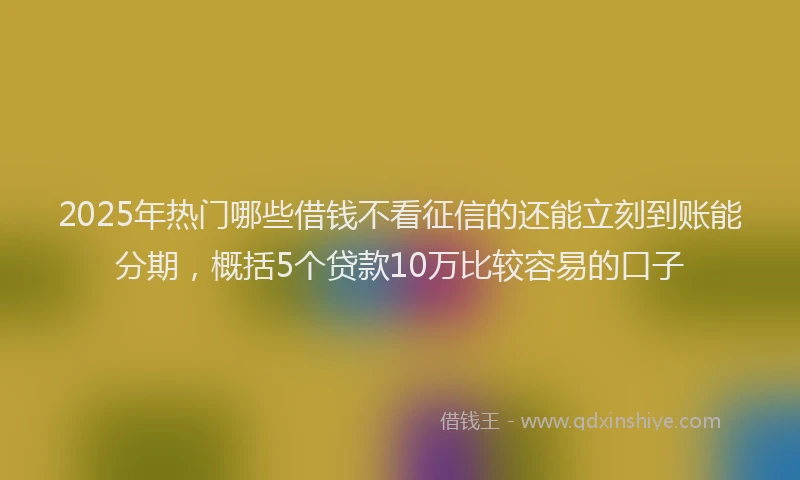 2025年热门哪些借钱不看征信的还能立刻到账能分期，概括5个贷款10万比较容易的口子