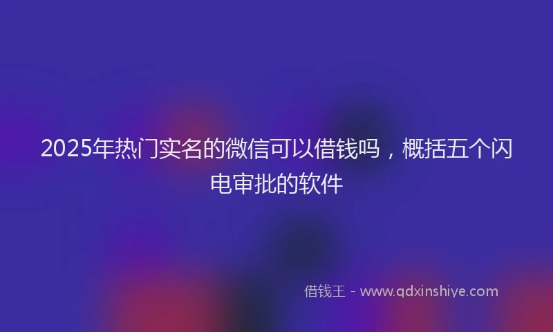 2025年热门实名的微信可以借钱吗，概括五个闪电审批的软件