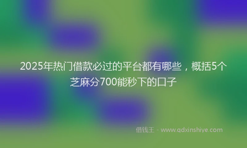 2025年热门借款必过的平台都有哪些，概括5个芝麻分700能秒下的口子