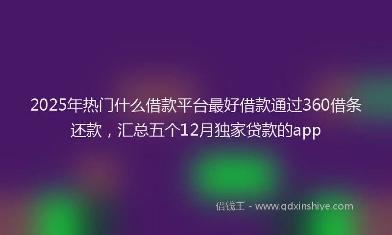 2025年热门什么借款平台最好借款通过360借条还款，汇总五个12月独家贷款的app