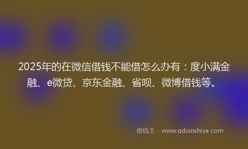 2025年的在微信借钱不能借怎么办有：度小满金融、e微贷、京东金融、省呗、微博借钱等。