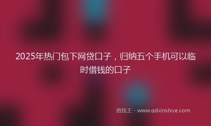 2025年热门包下网贷口子，归纳五个手机可以临时借钱的口子