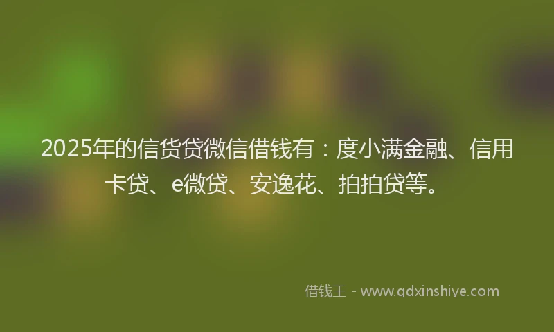 2025年的信货贷微信借钱有：度小满金融、信用卡贷、e微贷、安逸花、拍拍贷等。