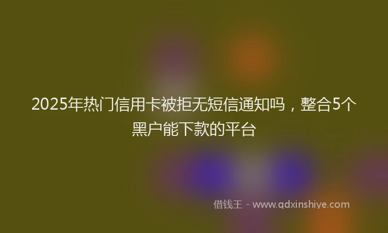 2025年热门信用卡被拒无短信通知吗，整合5个黑户能下款的平台