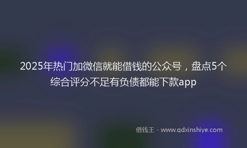 2025年热门加微信就能借钱的公众号，盘点5个综合评分不足有负债都能下款app