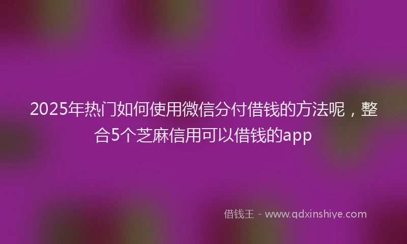 2025年热门如何使用微信分付借钱的方法呢，整合5个芝麻信用可以借钱的app