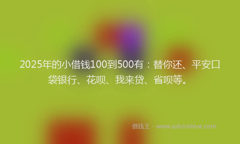2025年的小借钱100到500有：替你还、平安口袋银行、花呗、我来贷、省呗等。