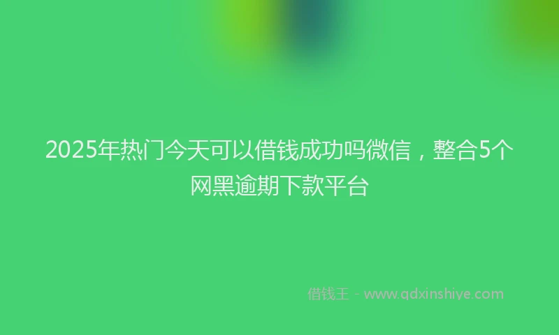 2025年热门今天可以借钱成功吗微信，整合5个网黑逾期下款平台
