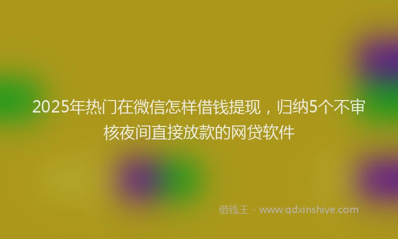 2025年热门在微信怎样借钱提现，归纳5个不审核夜间直接放款的网贷软件