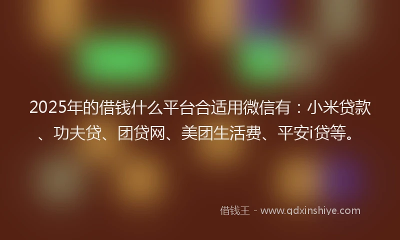 2025年的借钱什么平台合适用微信有：小米贷款、功夫贷、团贷网、美团生活费、平安i贷等。
