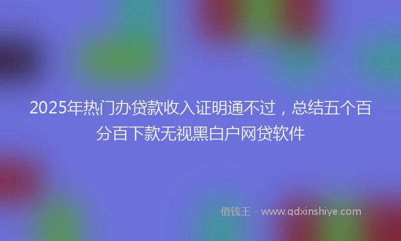 2025年热门办贷款收入证明通不过，总结五个百分百下款无视黑白户网贷软件