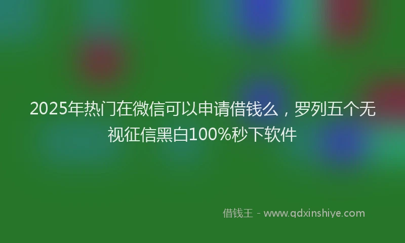 2025年热门在微信可以申请借钱么，罗列五个无视征信黑白100%秒下软件