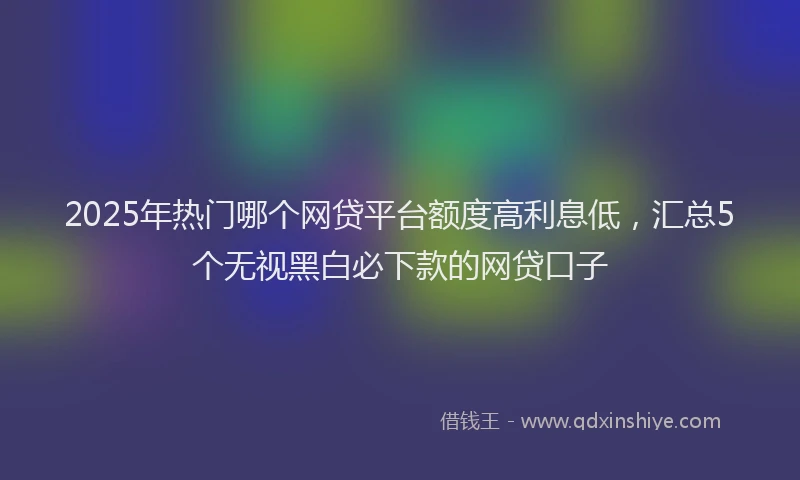 2025年热门哪个网贷平台额度高利息低，汇总5个无视黑白必下款的网贷口子
