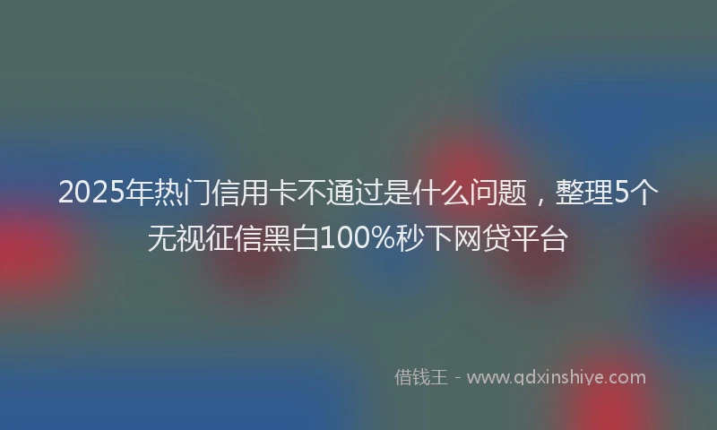 2025年热门信用卡不通过是什么问题，整理5个无视征信黑白100%秒下网贷平台