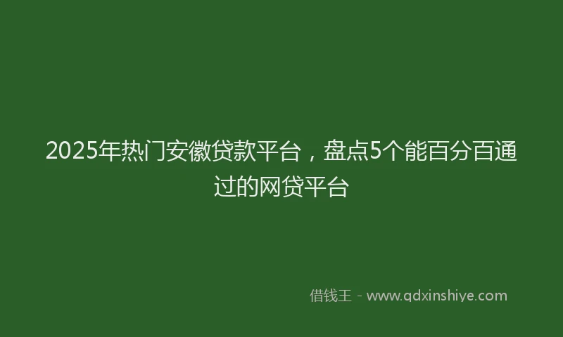 2025年热门安徽贷款平台，盘点5个能百分百通过的网贷平台