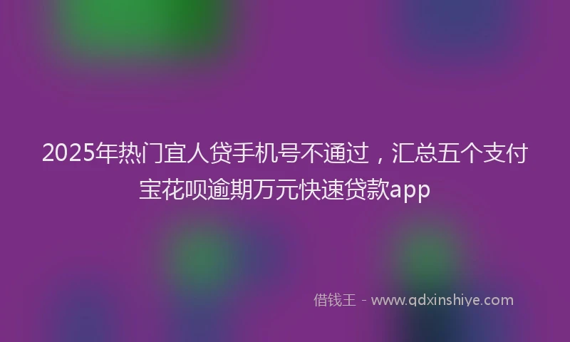 2025年热门宜人贷手机号不通过，汇总五个支付宝花呗逾期万元快速贷款app