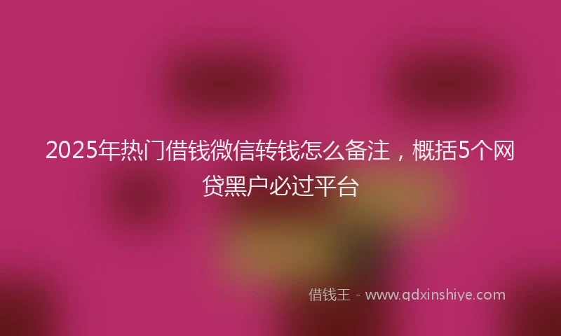 2025年热门借钱微信转钱怎么备注，概括5个网贷黑户必过平台